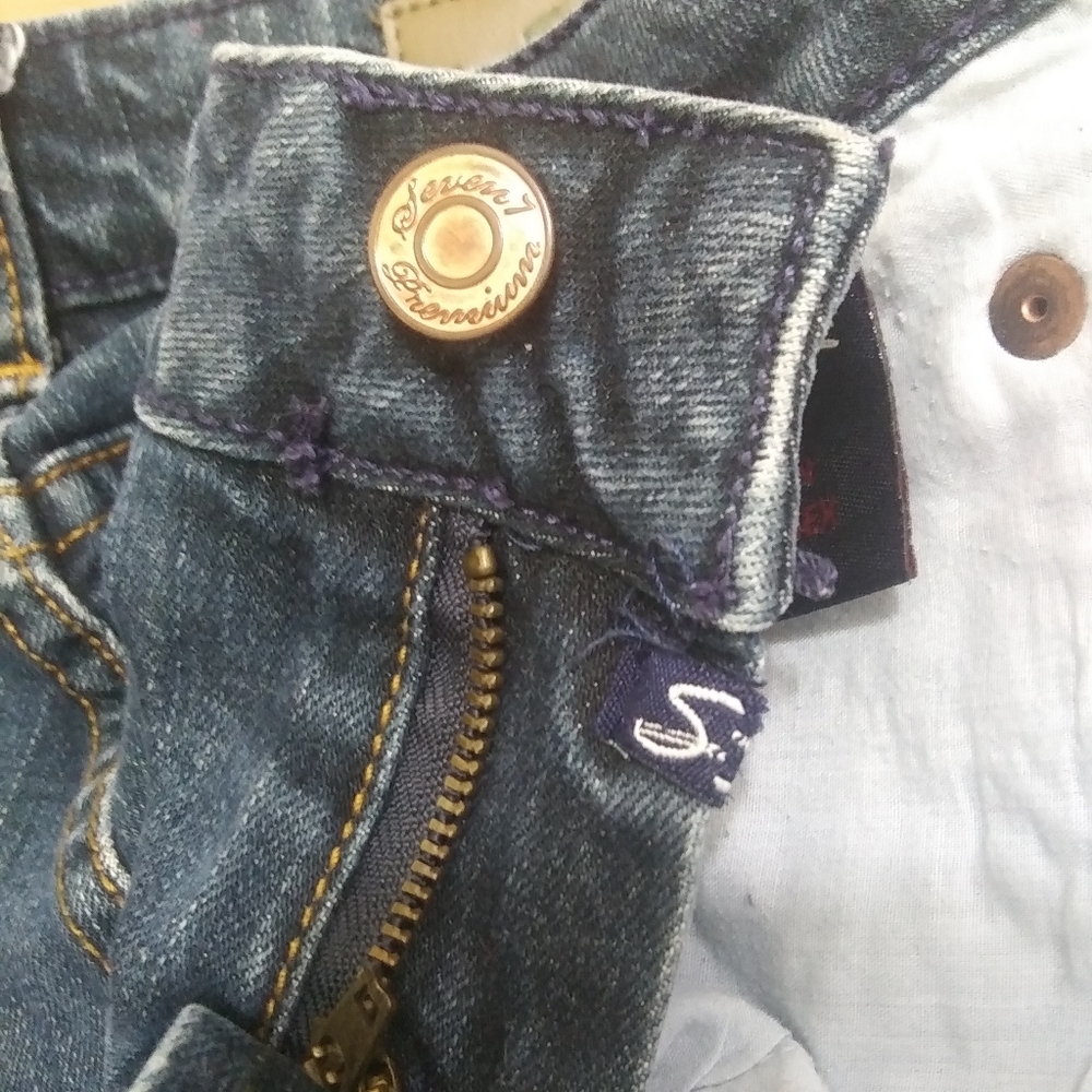 7 For All Mankind Crystal Pocket Low Rise Size 26 Jeans Cropped Rolled Cuff - Picture 8 of 9